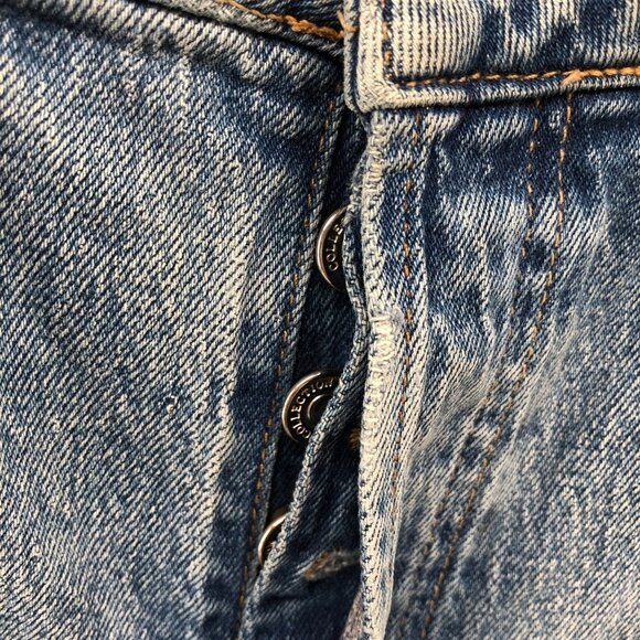 Zara High Waisted Straight Jeans Womens Size 4 Blue Button Fly Raw Hem Light - Picture 5 of 9